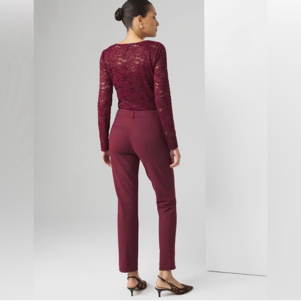 White House Black Market Burgundy The Slim Ankle Pants Size 14